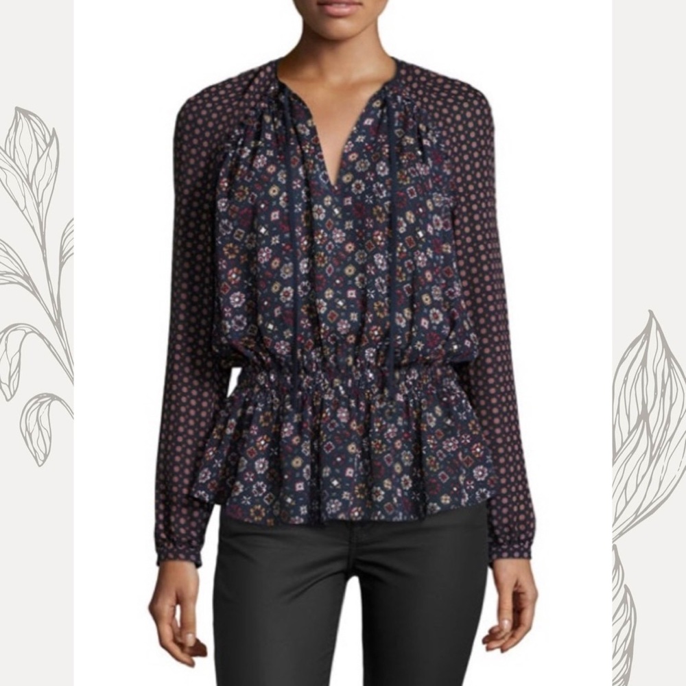 10 Crosby Derek Lam navy blue silk blouse, size 8